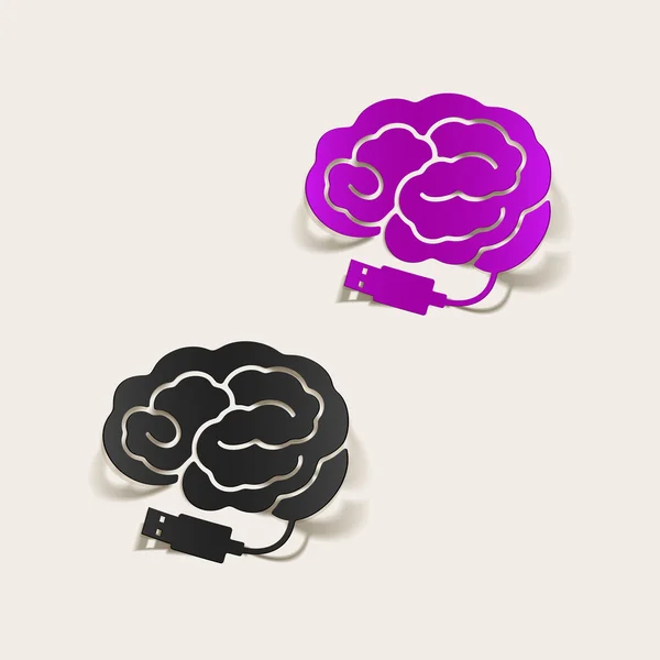 Élément de conception réaliste : cerveau-usb, fiche — Image vectorielle