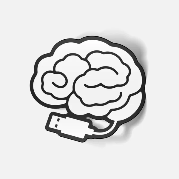 Elemento de diseño realista: cerebro-usb, enchufe — Vector de stock