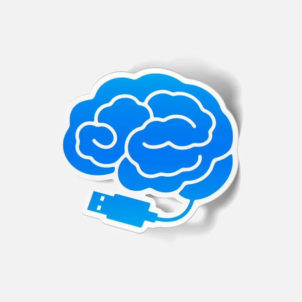 Elemento de design realista: cérebro-usb, plug — Vetor de Stock