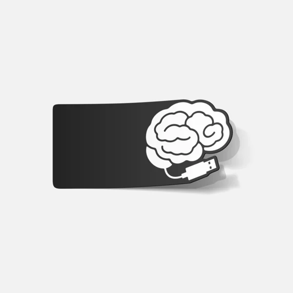 Realistic design element: brain-usb, plug — Stock Vector