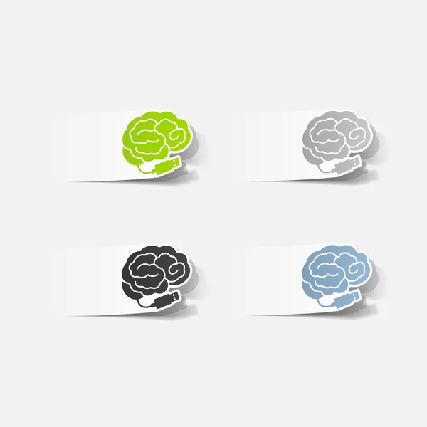 Elemento de diseño realista: cerebro-usb, enchufe — Vector de stock