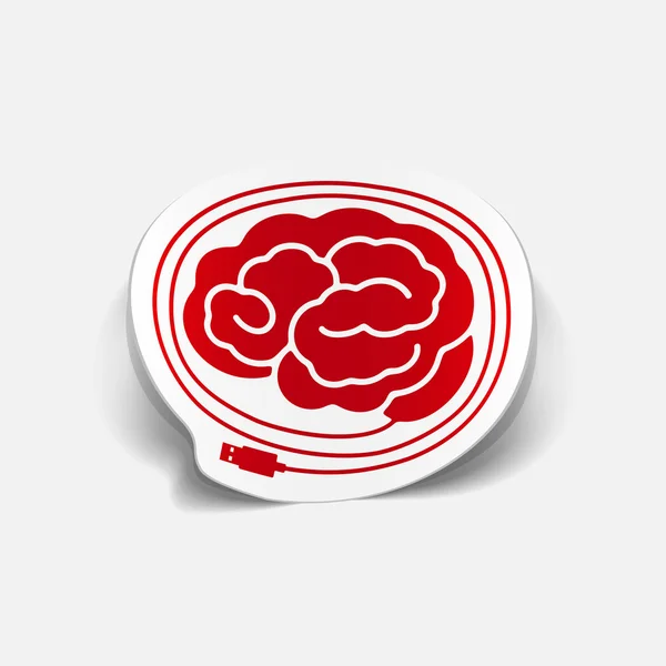 Realistic design element: brain-usb, plug — Stock Vector