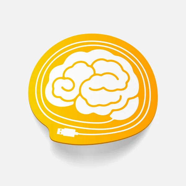 Realistic design element: brain-usb, plug — Stock Vector