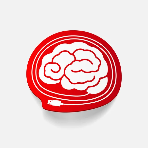 Realistic design element: brain-usb, plug — Stock Vector