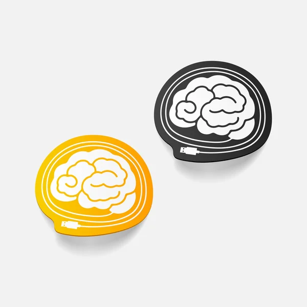 Realistic design element: brain-usb, plug — Stock Vector