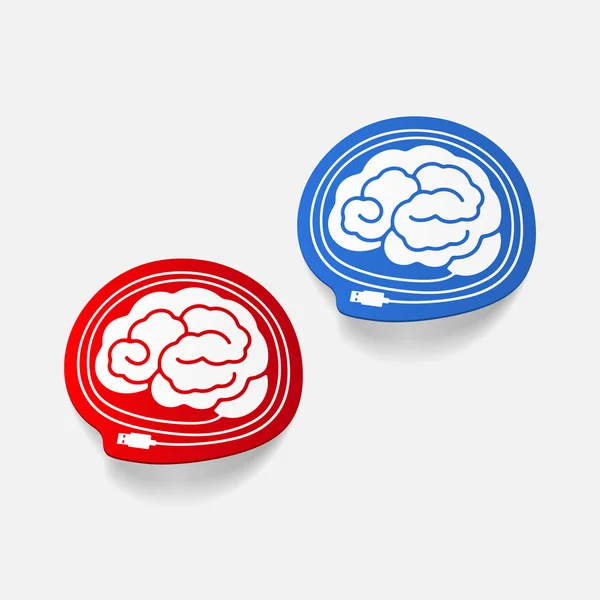 Élément de conception réaliste : cerveau-usb, fiche — Image vectorielle