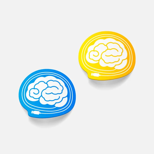 Realistic design element: brain-usb, plug — Stock Vector