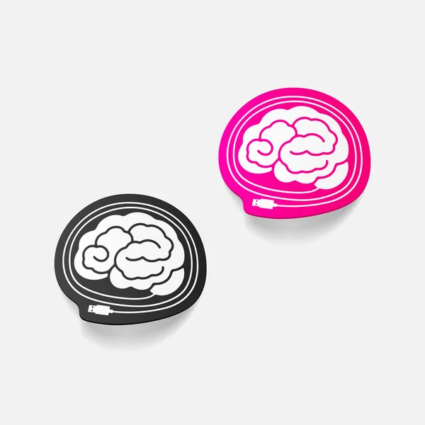 Realistic design element: brain-usb, plug — Stock Vector