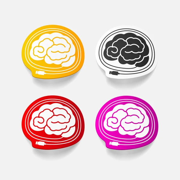 Realistic design element: brain-usb, plug — Stock Vector