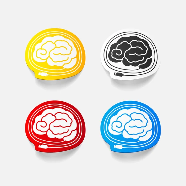 Realistic design element: brain-usb, plug — Stock Vector