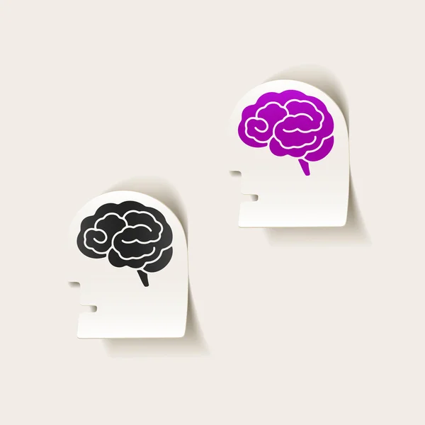 Elemento de diseño realista: cabeza cara cerebro — Vector de stock