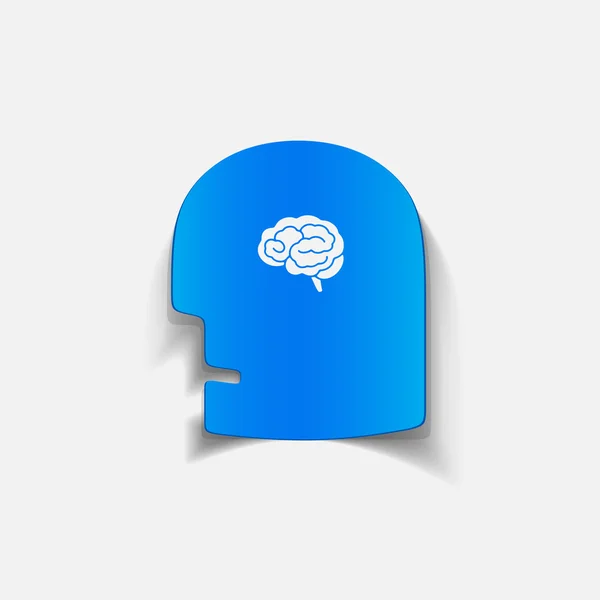 Realistische ontwerpelement: hoofd gezicht hersenen — Stockvector