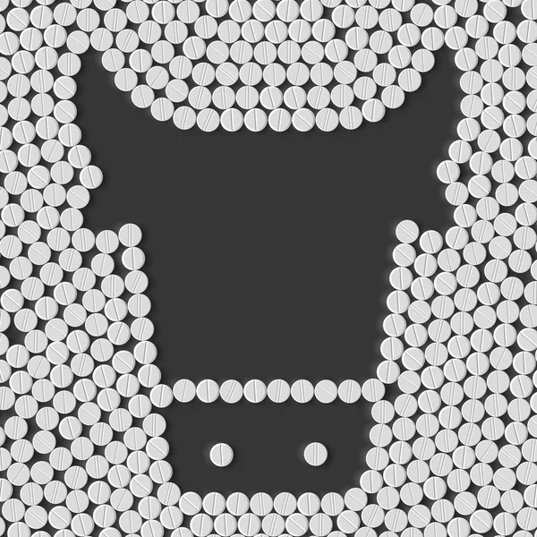 Pillola, compressa, mucca — Vettoriale Stock