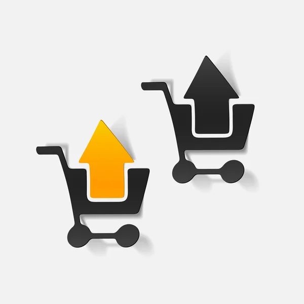 Elemento de diseño realista: carrito de comestibles, flecha — Vector de stock