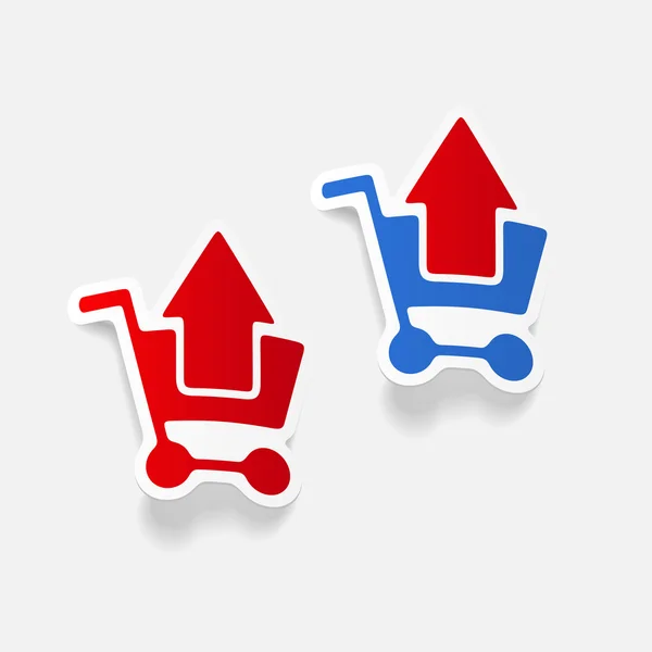 Elemento de diseño realista: carrito de comestibles, flecha — Vector de stock