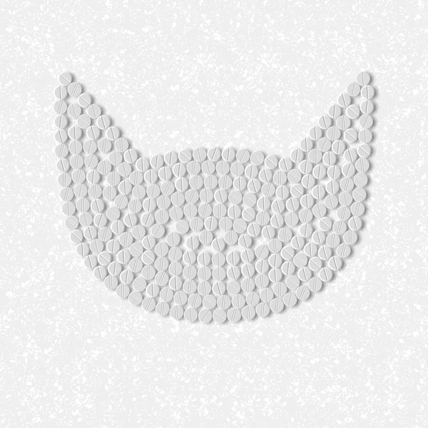 Cara de gato con pastillas — Vector de stock