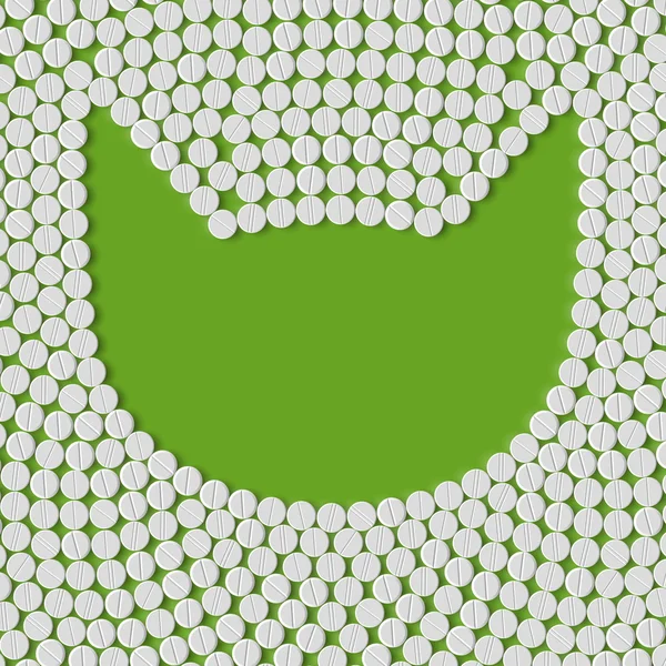 Cara de gato con pastillas — Vector de stock