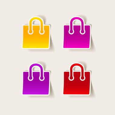 gerçekçi tasarım öğesi: alışveriş, çanta, paket