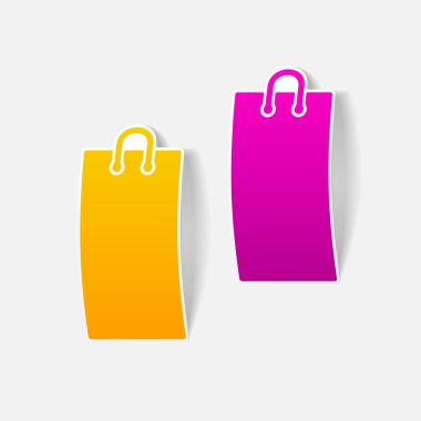 gerçekçi tasarım öğesi: alışveriş, çanta, paket