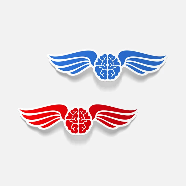Élément de conception réaliste : aile, ange, cerveau — Image vectorielle
