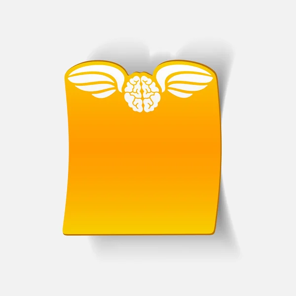 Projekt realistyczny element: skrzydło anioła, mózg — Wektor stockowy