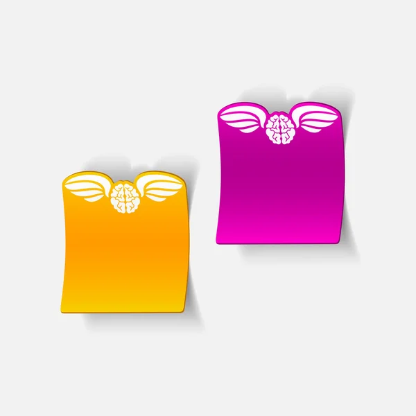Realistische ontwerpelement: vleugel, angel, hersenen — Stockvector