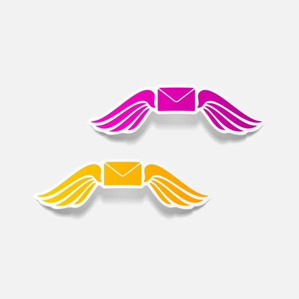 Realistische ontwerpelement: vleugel, envelop — Stockvector