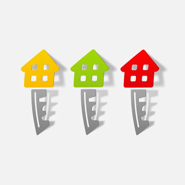 Realistický grafický prvek: dům, budova, klíč — Stockový vektor