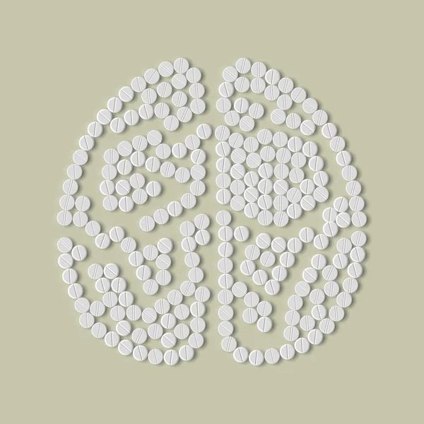 Conceito pílulas: cérebro —  Vetores de Stock
