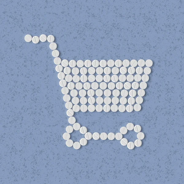 Pills concept: shopping, trolley — Stock Vector