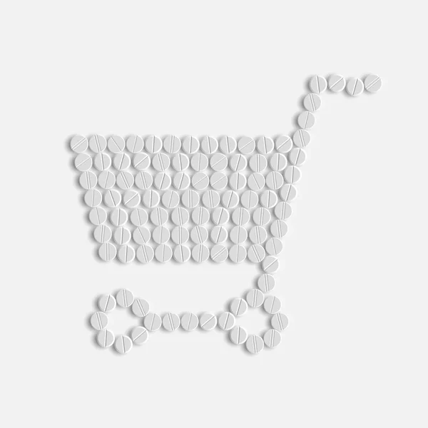 Concepto de pastillas: compras, carro — Vector de stock