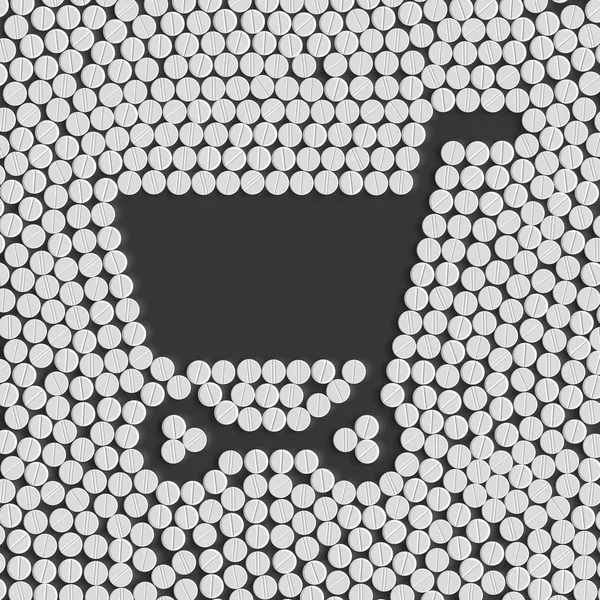 Concept de pilules : shopping, chariot — Image vectorielle