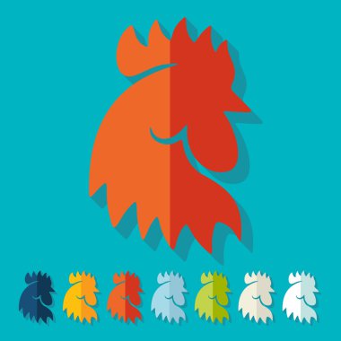 düz tasarım: horoz, kuş, tarım