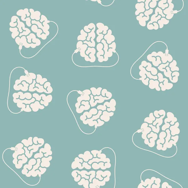 Seamless background: brain, usb, plug — Stock Vector