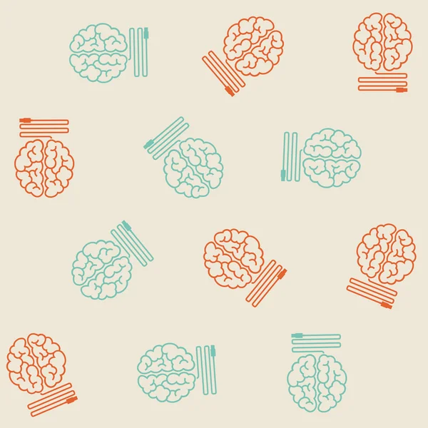 Seamless background: brain, usb, plug — Stock Vector