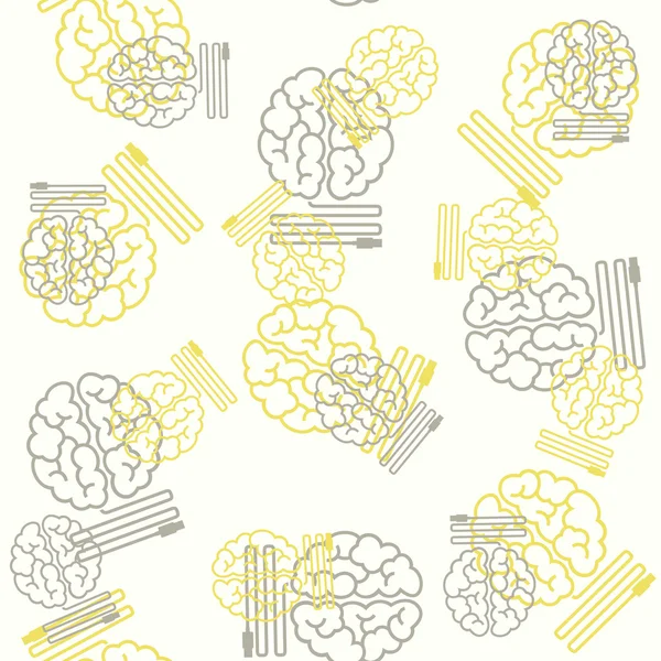 Seamless background: brain, usb, plug — Stock Vector