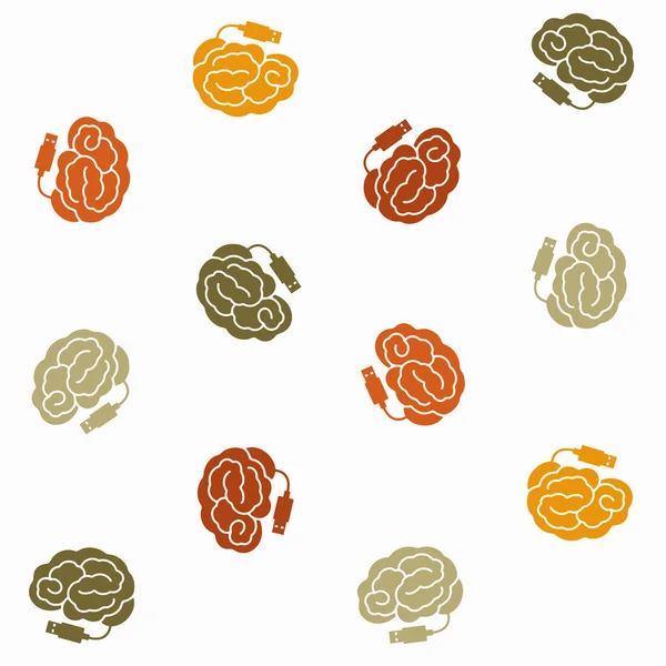 Seamless background: brain, usb, plug — Stock Vector