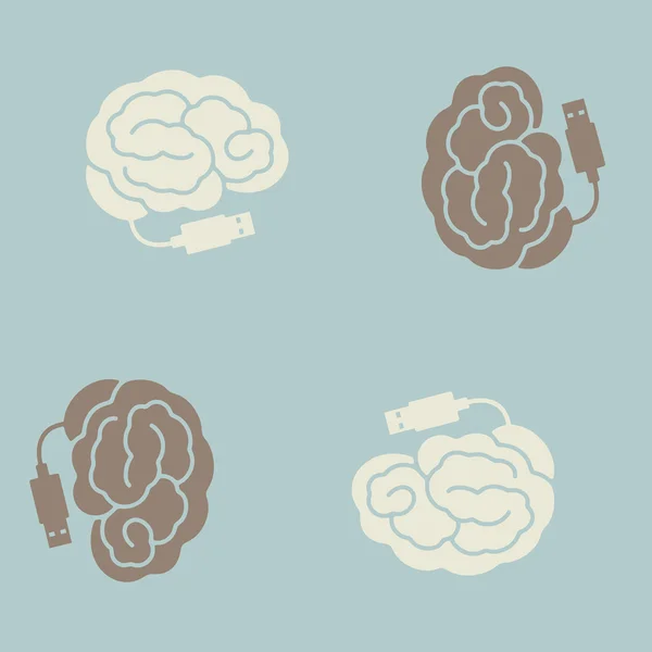 Seamless background: brain, usb, plug — Stock Vector