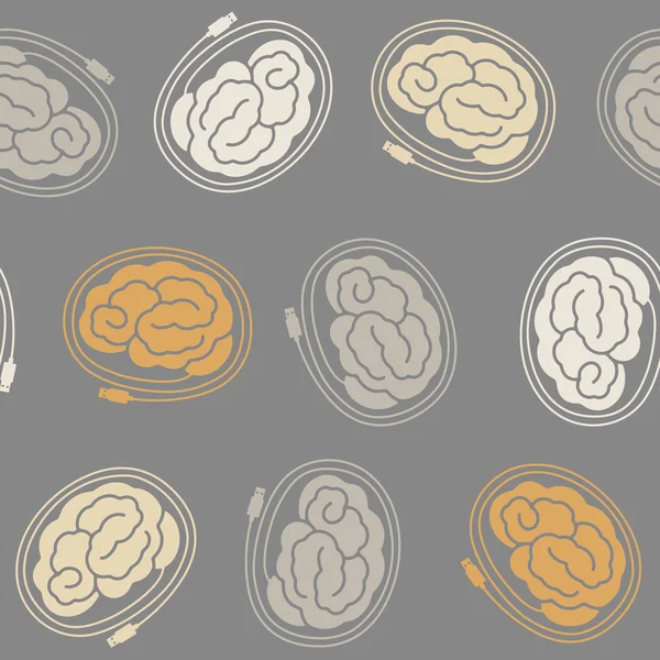 Fondo sin costuras: cerebro, usb, enchufe — Archivo Imágenes Vectoriales