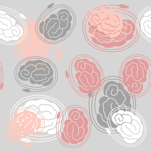 완벽 한 배경: 두뇌, usb, 플러그 — 스톡 벡터