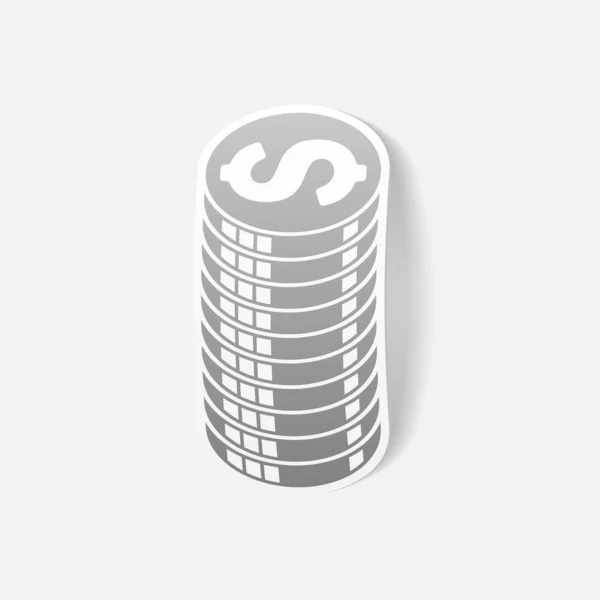 Realistický grafický prvek: peníze, mince, dolar — Stockový vektor