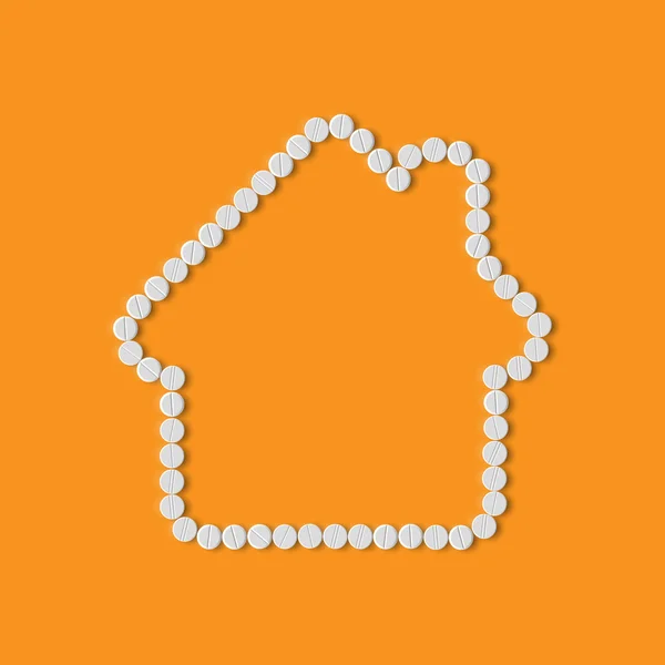 Concepto de pastillas: casa, casa, edificio — Vector de stock