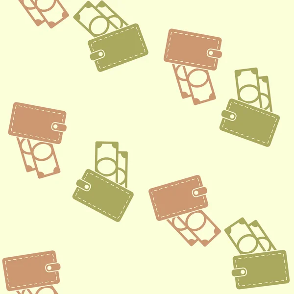 Seamless background, purse, money — Stock Vector