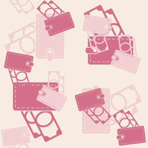 Seamless background, purse, money — Stock Vector