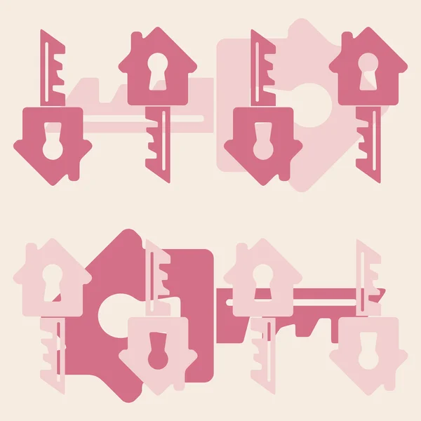 Vektor hem, hus, byggnad, nyckel — Stock vektor