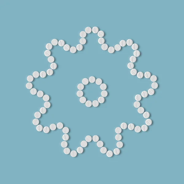 Concept de pilules : roue dentée — Image vectorielle