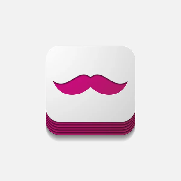 Square button: mustache — Stock Vector