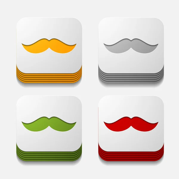 Square button: mustache — Stock Vector