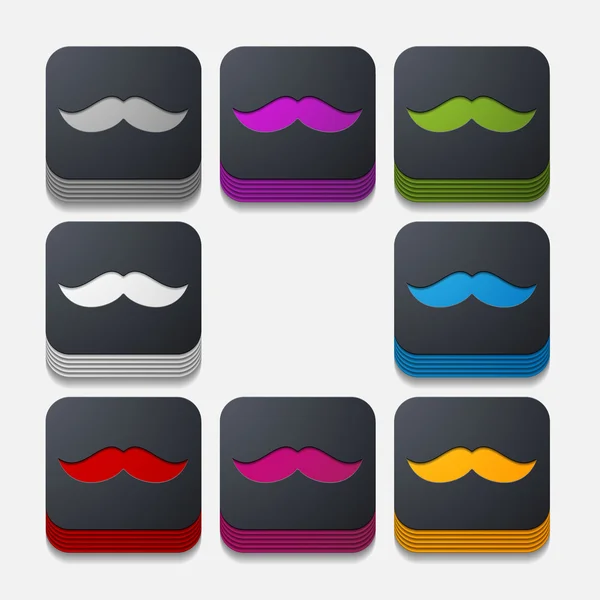 Square button: mustache — Stock Vector