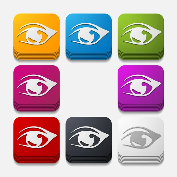 Square button: eye — Stock Vector